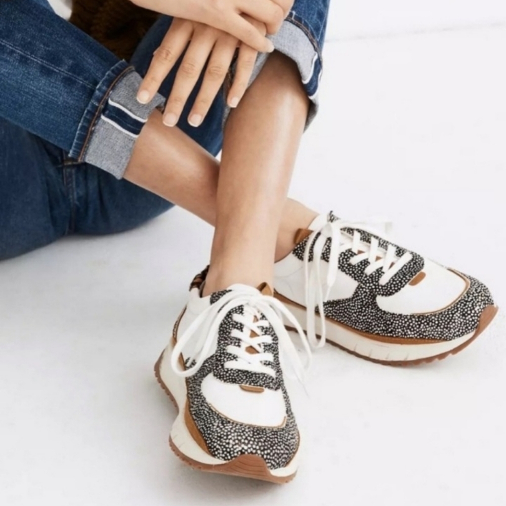 Madewell Kickoff Trainer Sneaker Shoe Shoe Size 8.5 Leather Calf Hair